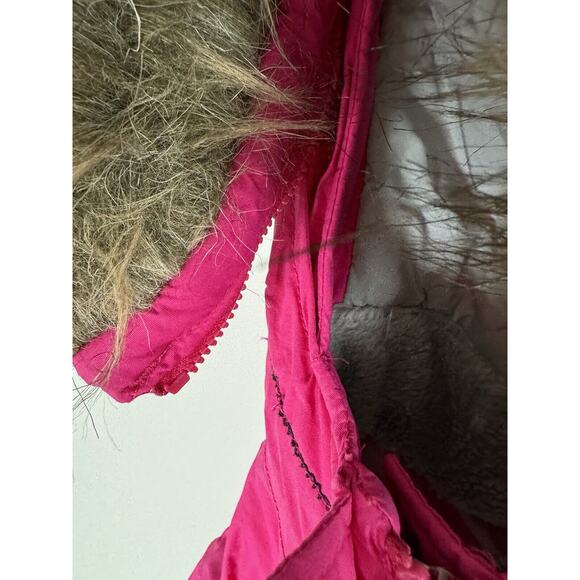 Lands' End Kids Grow-a-longs Jacket Coat L / 14 Pink Parka Fur Trimmed Hooded - Picture 11 of 11